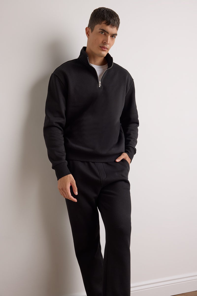 ديفاكتو سويت شيرت بيزك سادة قصة عادية وبطانة ناعمة - Image 1